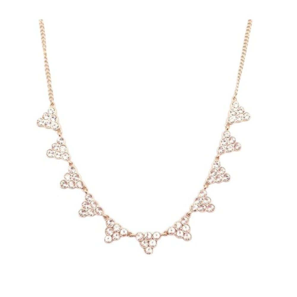 Fossil Champagne Crystal Geometric Mix Stacked Statement Goldtone Necklace NWT